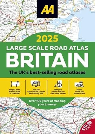 2025 Large Scale Road Atlas Britain A3 size