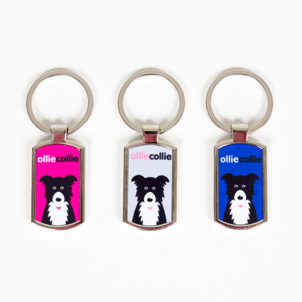 Ollie Collie Colours Metal Keyring